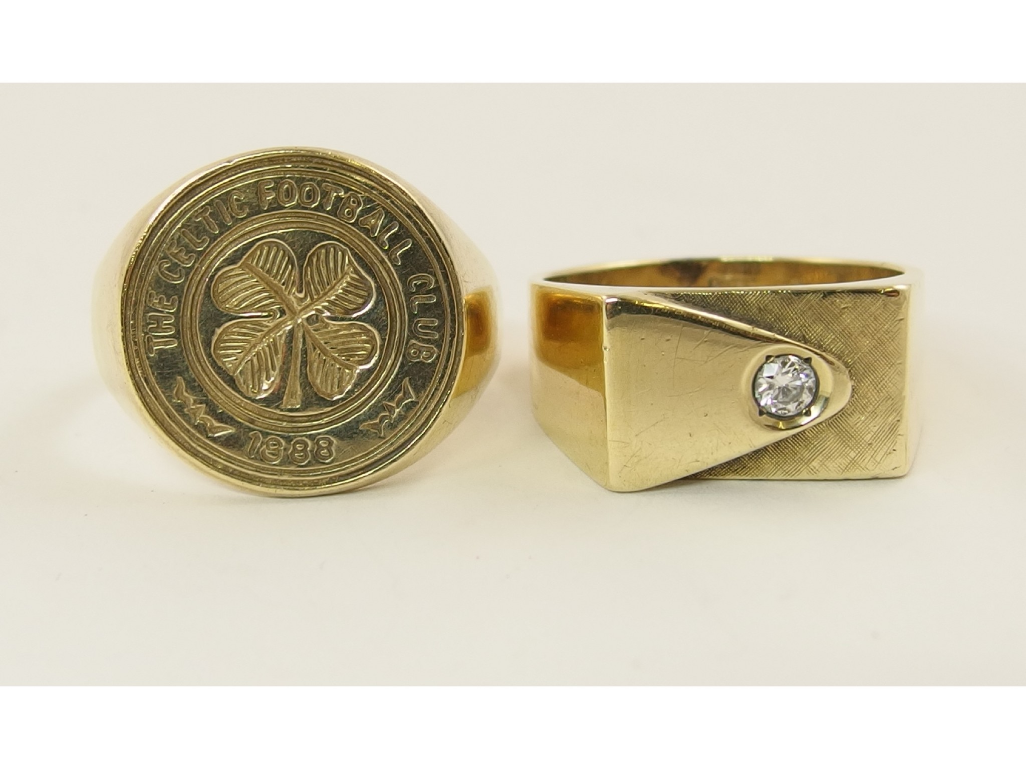 Appraisal: A ct Celtic Football Club ring and a diamond set