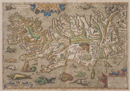 Appraisal: ORTELIUS ABRAHAM Islandia Double-page engraved map of Iceland x mm