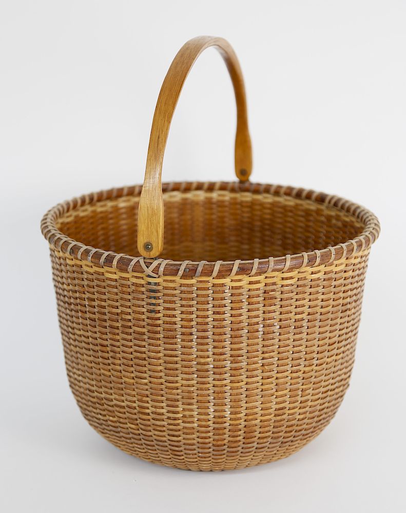 Appraisal: Large Stephen Gibbs Open Swing Handle Nantucket Basket Large Stephen