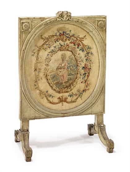 Appraisal: Louis XVI painted and tapestry firescreen circa The molded frame