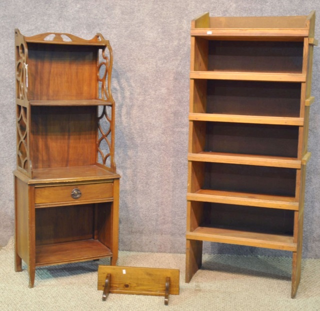 Appraisal: Veneered What-Not StandCirca H Along with primitive bookcase H and