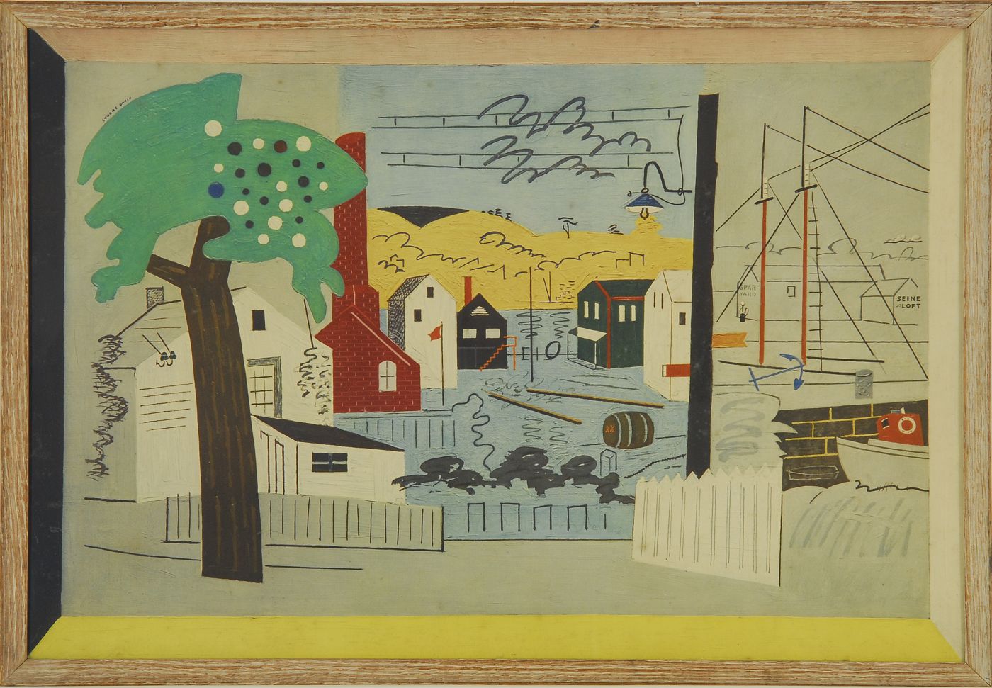 Appraisal: STUART DAVISAmerican Cubist - Summer Landscape depicting a coastal village