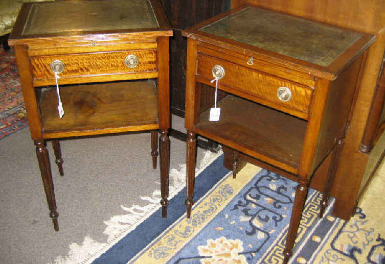 Appraisal: PAIR ENGLISH MAHOGANY SIDE TABLES Rectangular tops inset with grey