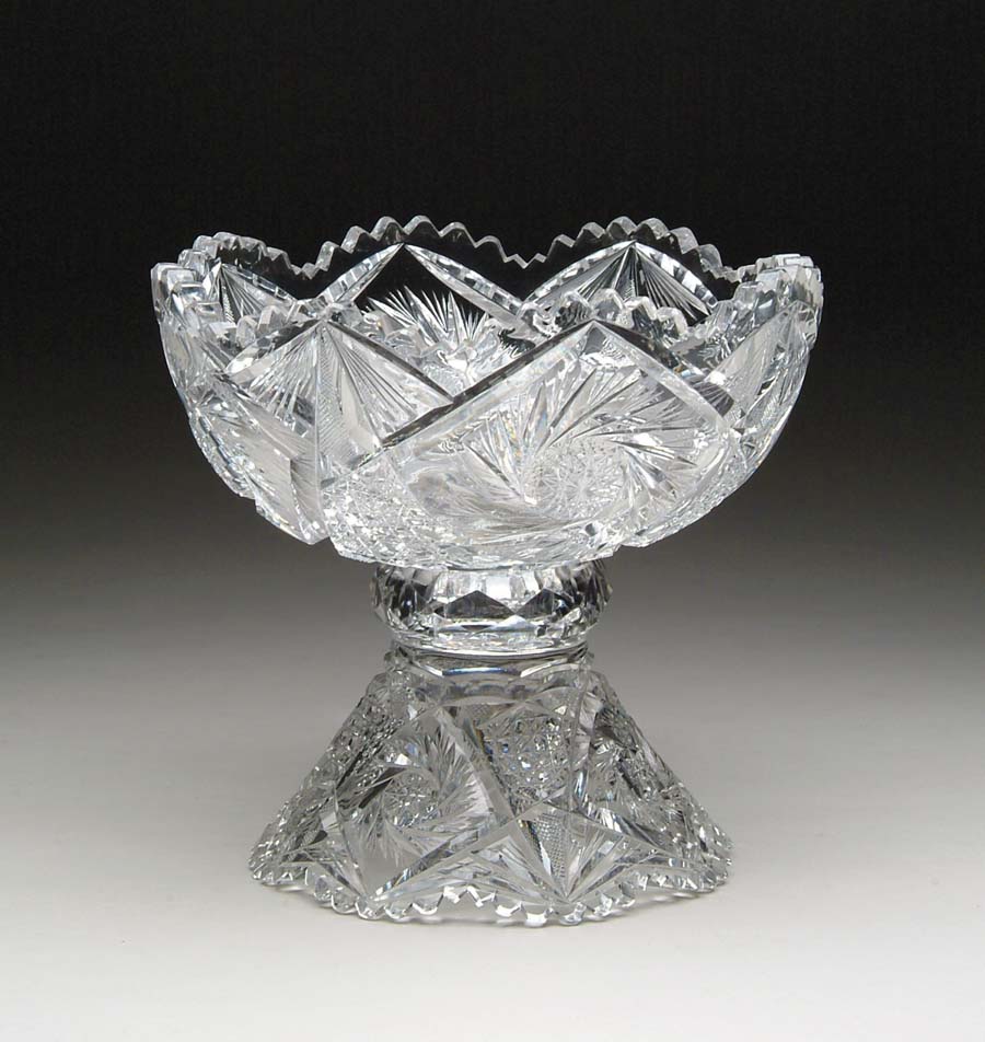 Appraisal: TWO PIECE CUT GLASS PUNCHBOWL Two piece punchbowl is cut