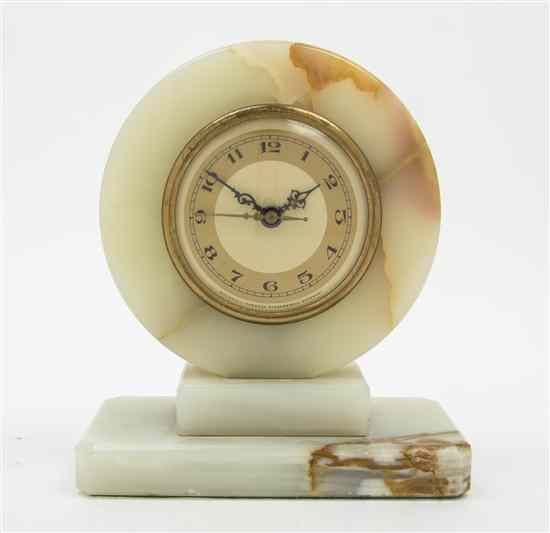 Appraisal: An Art Deco Style Onyx Table Clock Whitehall Hammond Co