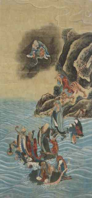 Appraisal: A CHINESE PAINTING ON SILK depicting a tiger Immortals and