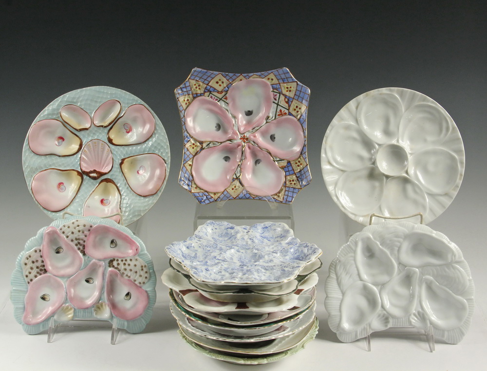 Appraisal: PORCELAIN OYSTER PLATES - All th c of various styles