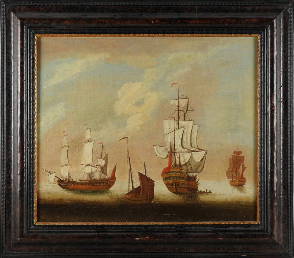 Appraisal: CONTINENTAL SCHOOL TH CENTURY SAILING SHIPSoil on canvas relined unsigned