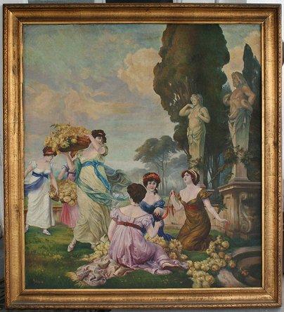 Appraisal: TH C PAINTING MAIDENS FROLICKING OIL Canvas '' x ''