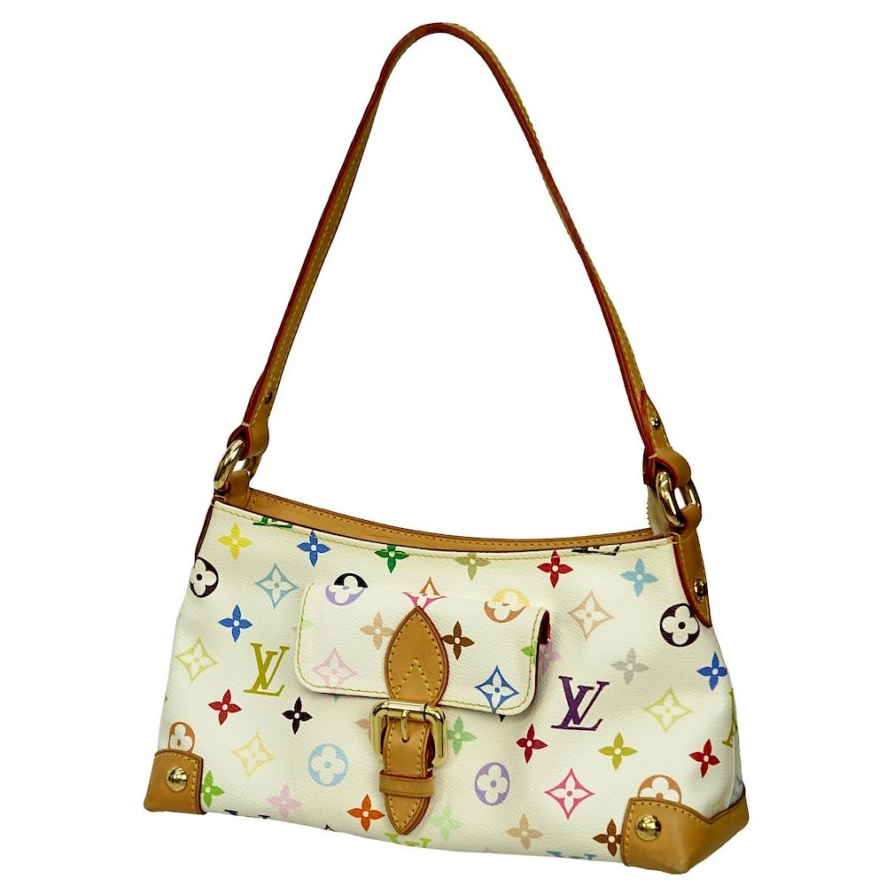 Appraisal: Louis Vuitton White Multicolor Monogram Eliza Louis Vuitton White Coated