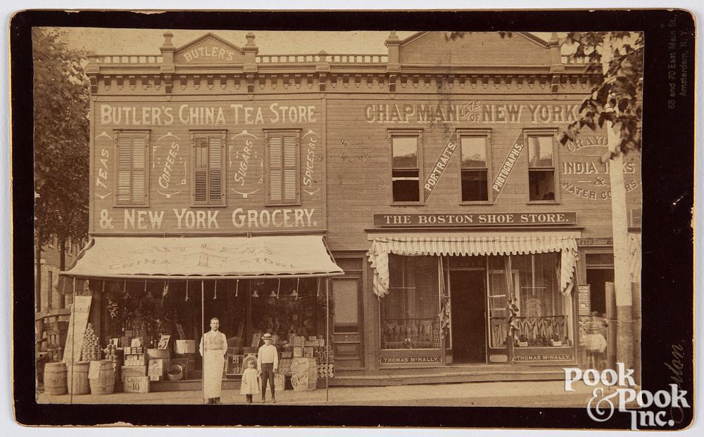 Appraisal: Photograph of a storefront in Amsterdam NY Oversized cabinet boudoir