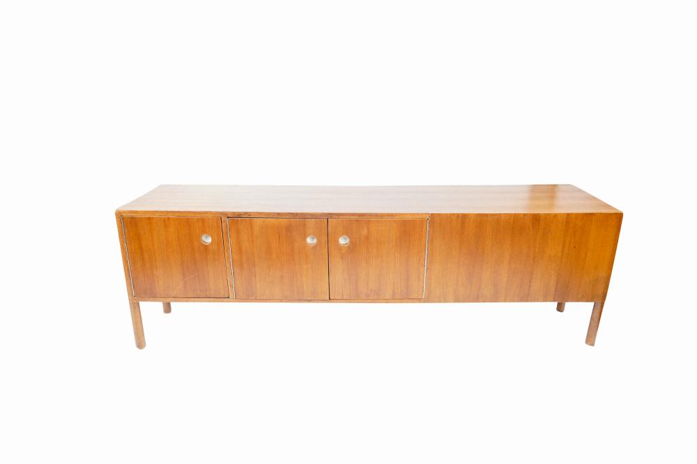 Appraisal: MID-CENTURY MODERN TEAK CREDENZAthe rectangular case fitted with three cupboard