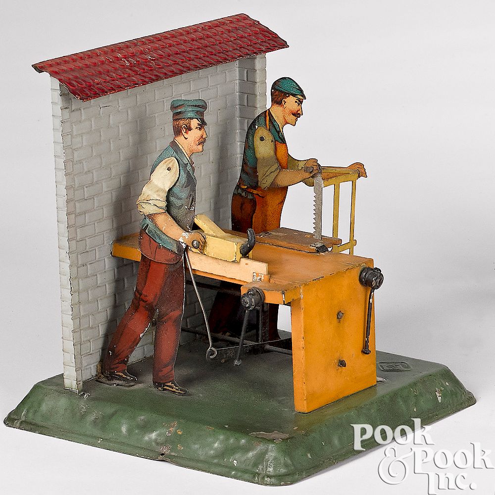 Appraisal: Bing carpenters steam toy accessory Bing painted and lithograph tin