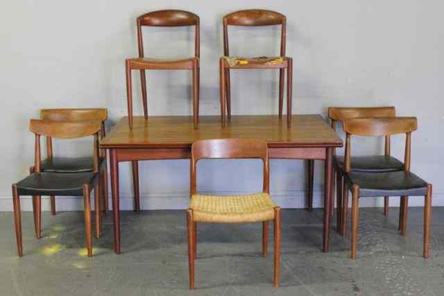 Appraisal: Midcentury Danish Teak Furniture Lot Includes a draw leaf dining