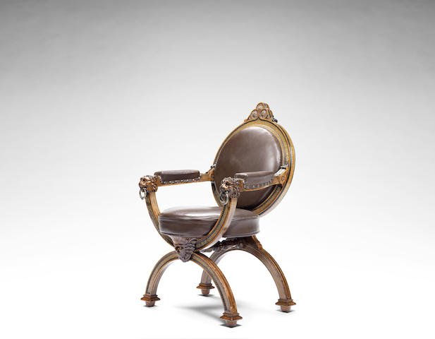 Appraisal: A Swedish th century cut-pewter inlaid rosewood and tulipwood armchair