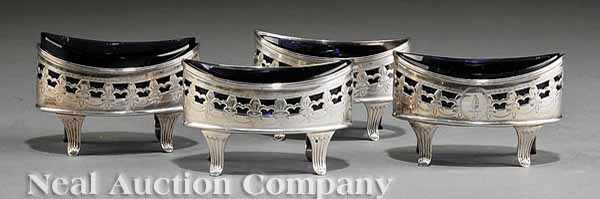 Appraisal: A Set of Four George III Sterling Silver Salt Cellars