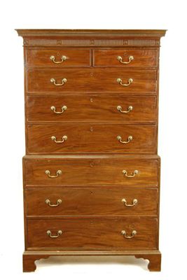 Appraisal: A late George III mahogany chest on chest the detachable