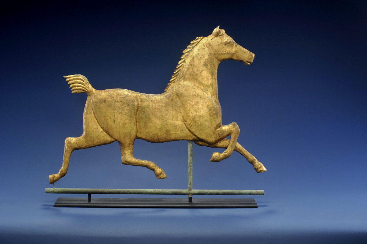 Appraisal: AMERICAN GILDED COPPER HACKNEY TROTTING HORSE WEATHERVANE ATTRIBUTED TO CUSHING