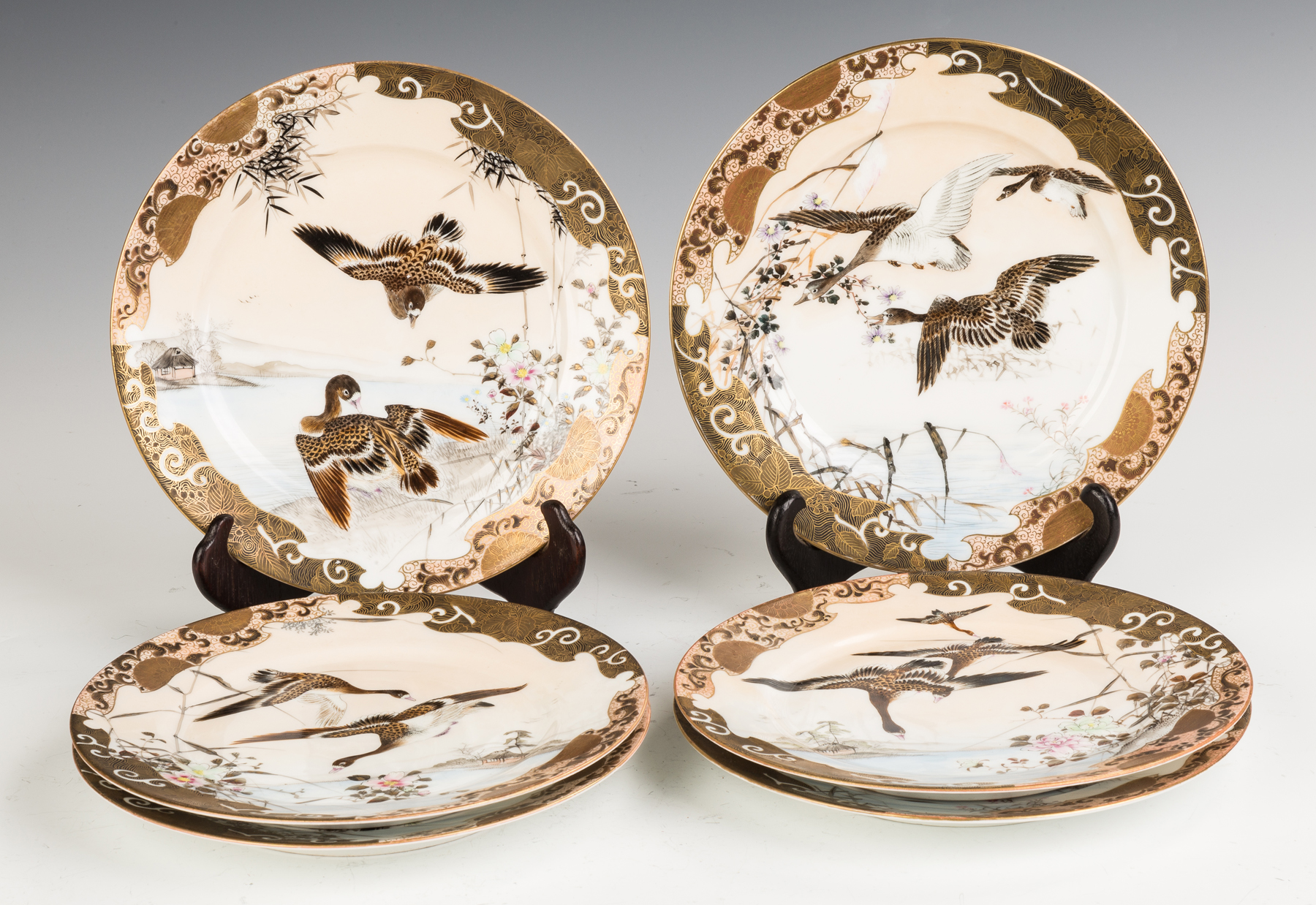 Appraisal: Set of Six Japanese Hand Painted Porcelain Plates with Birds