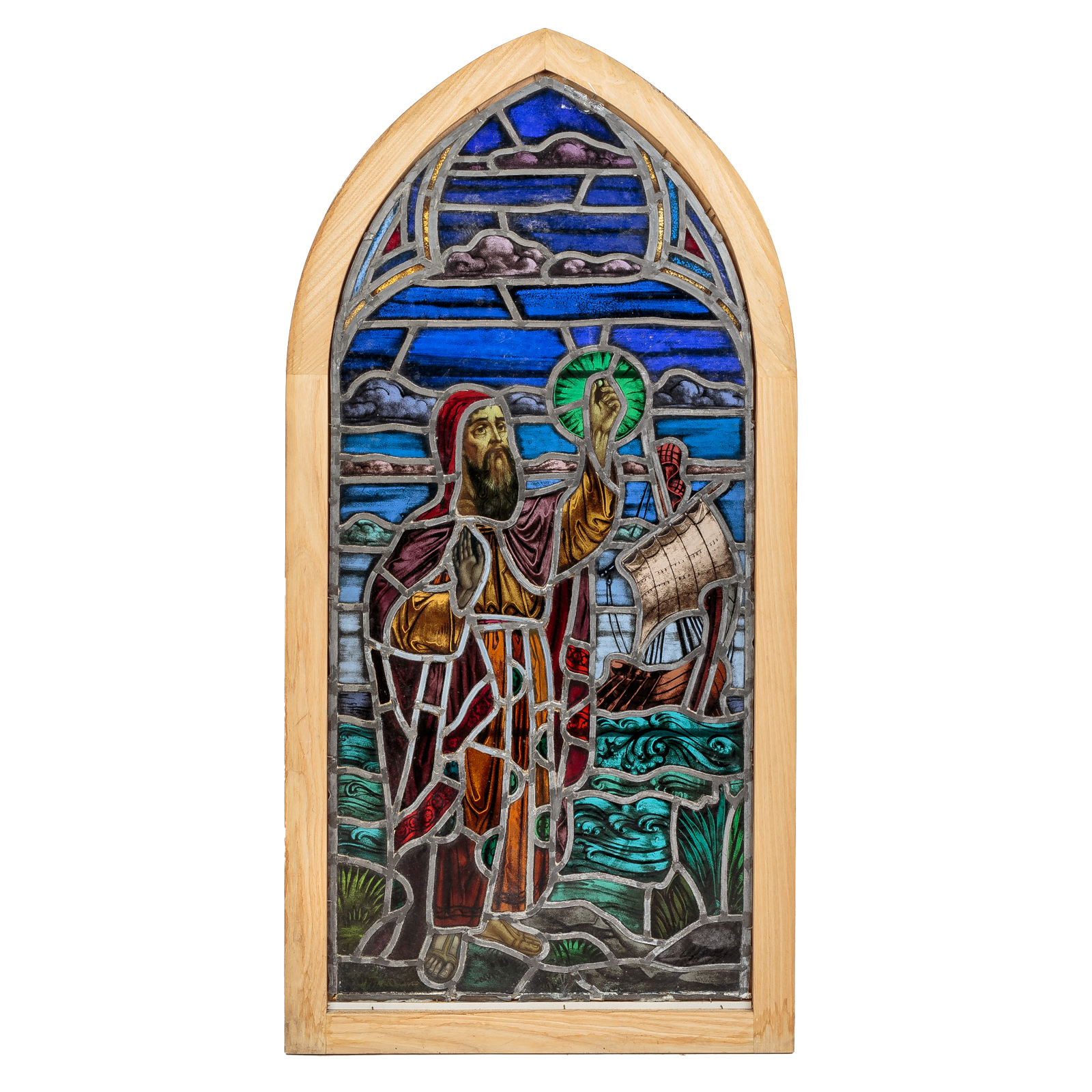 Appraisal: CONTINENTAL RELIGIOUS STAINED GLASS WINDOW late th century probably German