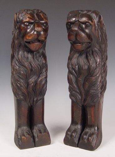 Appraisal: ENGLISH WILLIAM IV CARVED LION POSTS '' high x ''