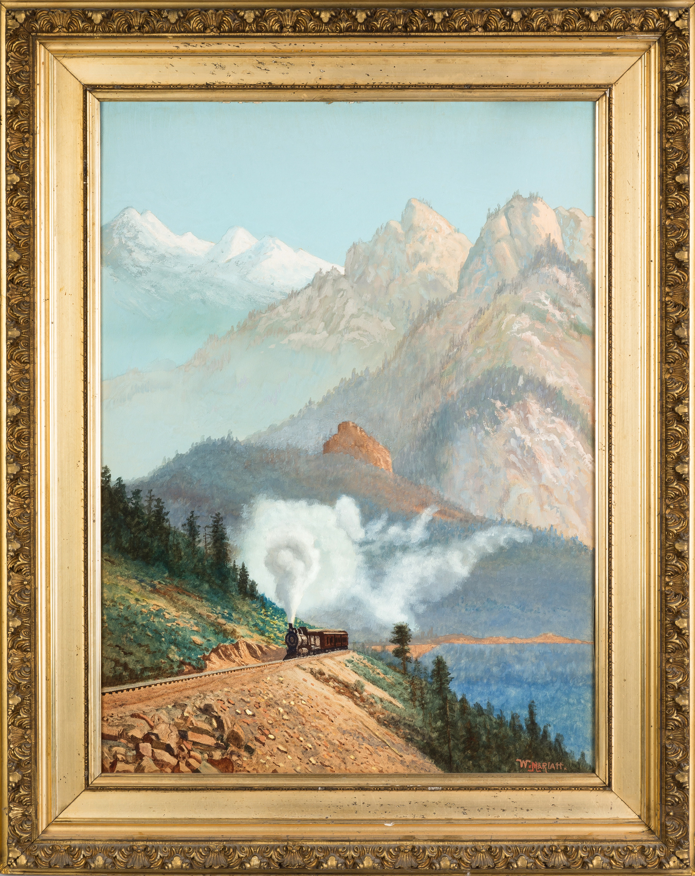 Appraisal: Wilson Marlatt American - Locomotive through the Rocky Mountains Signed