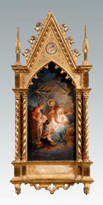 Appraisal: Feuerstein painting Gothic frame quot Adoration of the Shepherds quot