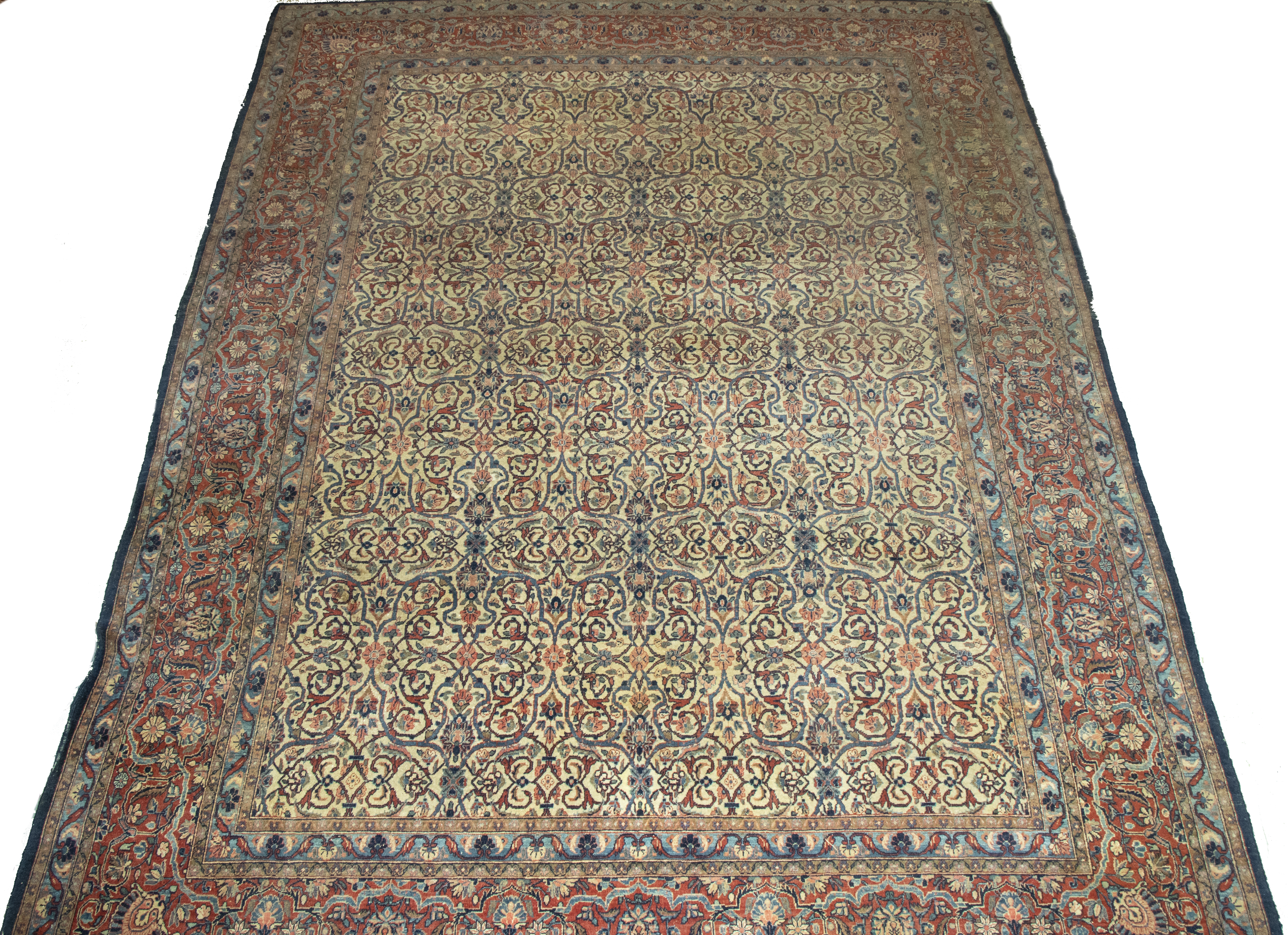 Appraisal: KASHAN CARPET Overall lattice design with curved vines palmettes and