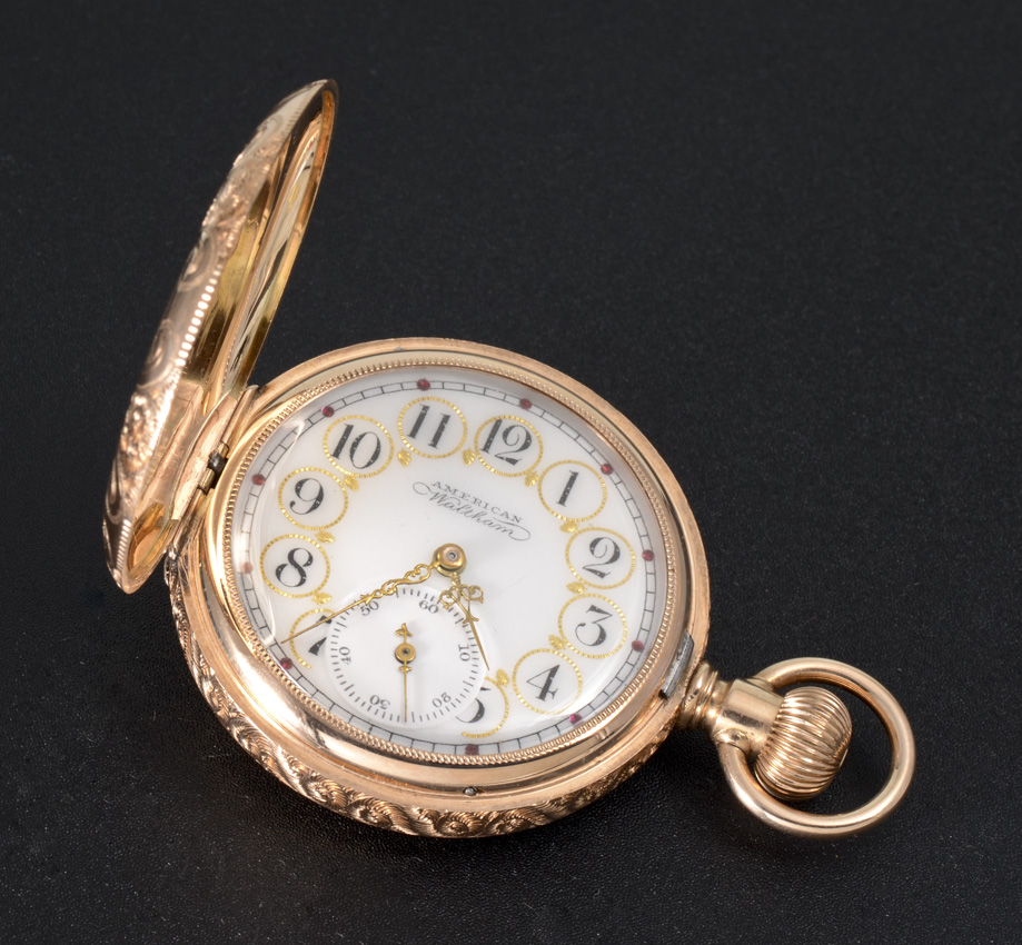 Appraisal: K MULTI COLOR GOLD WALTHAM HUNTER CASE POCKET WATCH Circa