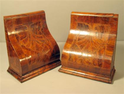 Appraisal: Pair of Biedermeier inlaid walnut brackets mid th century Each