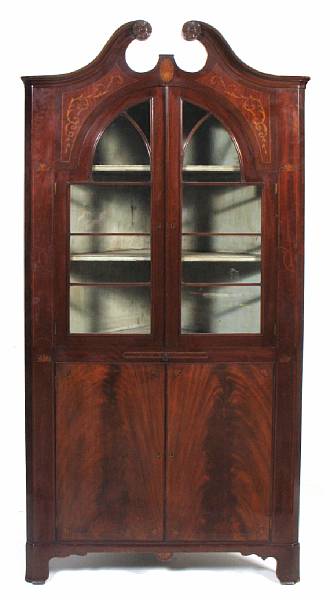 Appraisal: A Federal style inlaid mahogany corner cabinet height in width