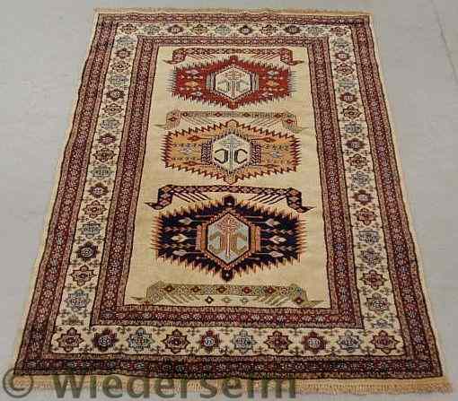 Appraisal: Caucasian oriental center hall carpet with an ivory field and