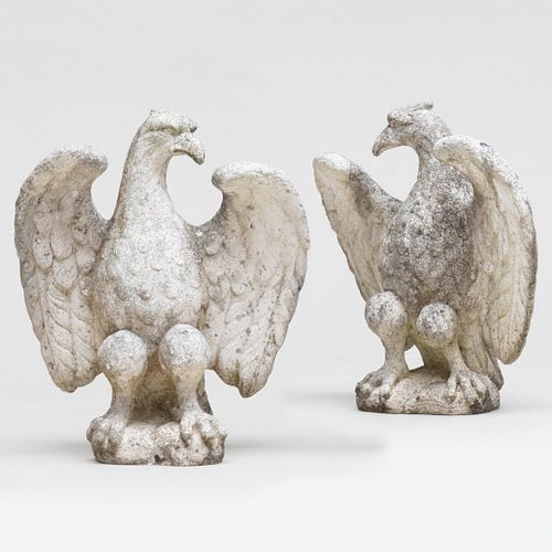 Appraisal: PAIR OF WHITE PAINTED COMPOSITION MODEL OF EAGLES x x