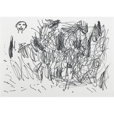 Appraisal: David Shrigley British b Untitled Scribble and Head Marker on