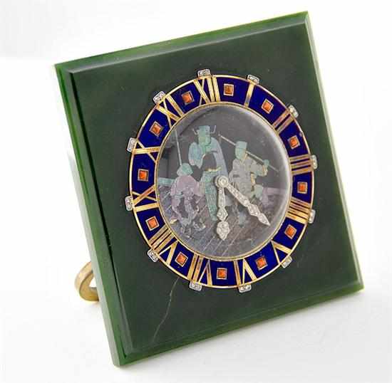 Appraisal: Fine Cartier Art Deco jade mother-of-pearl diamond and coral desk