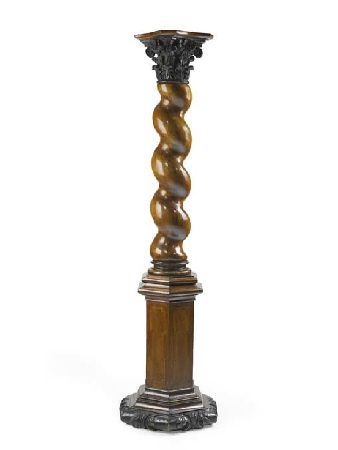 Appraisal: A th century Venetian walnut torchere the detachable leaf carved