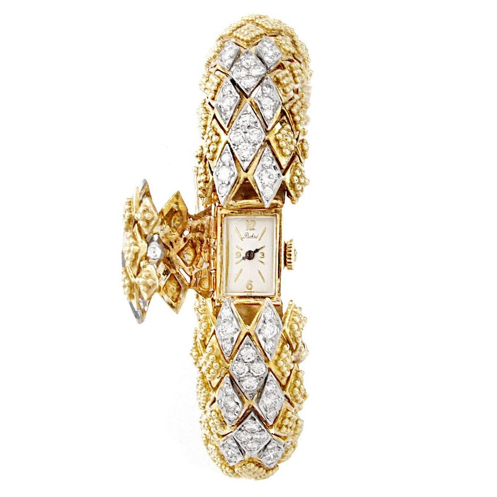 Appraisal: Vintage Diamond and K Gold Bracelet Watch Vintage Buhre Pave