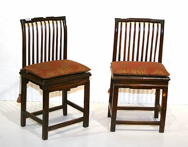 Appraisal: A pair of softwood side chairs Each with a fitting