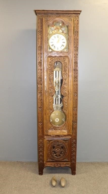 Appraisal: French walnut tall case clock with -day movement th c