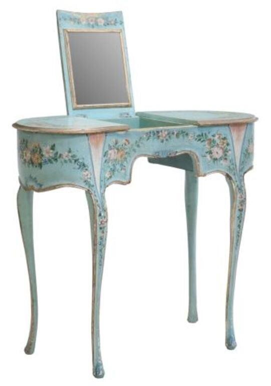 Appraisal: Venetian paint decorated vanity dressing table kidney-form case with central