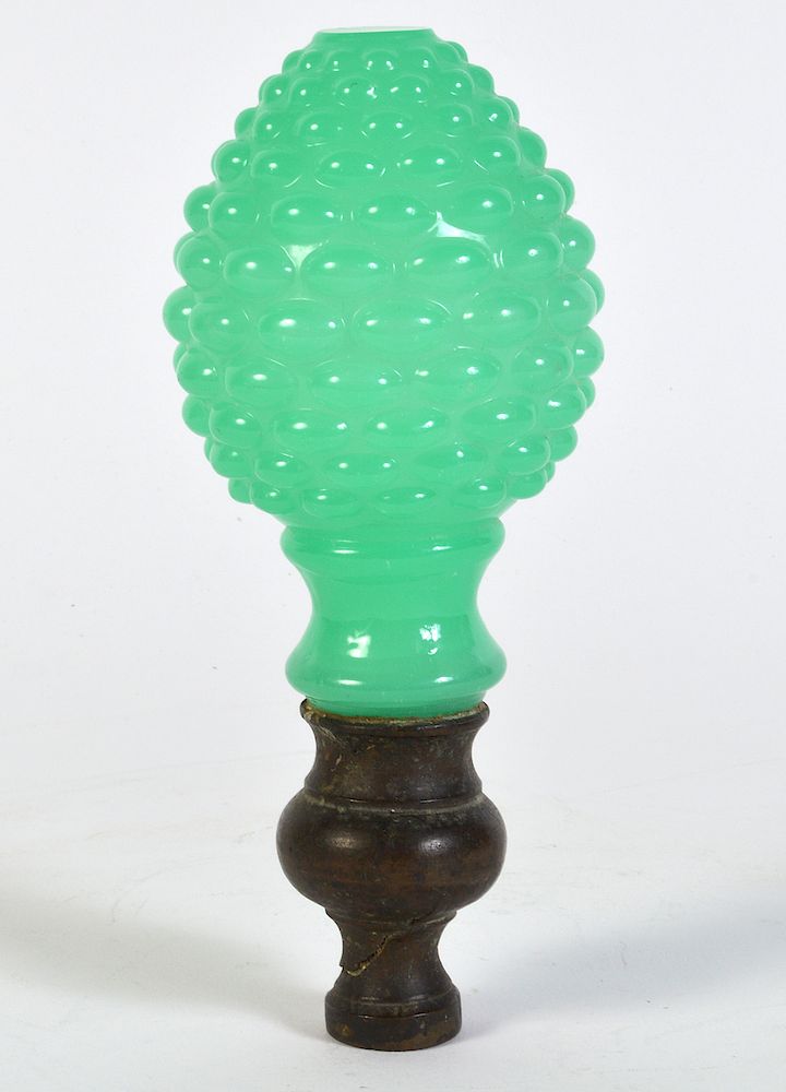 Appraisal: Antique Green Opaline Boule Escalier Newel Post Antique green opaline