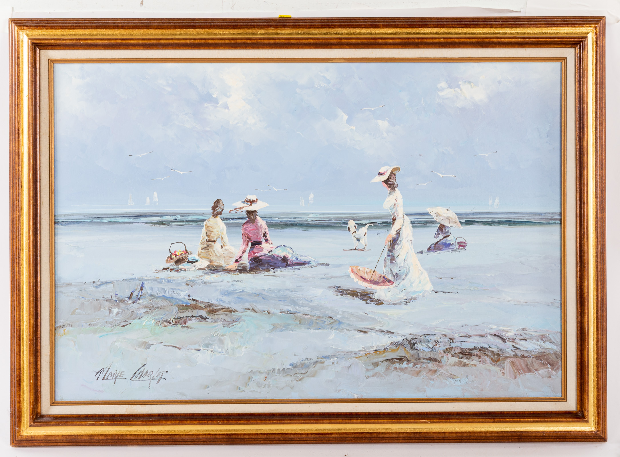 Appraisal: MARIE CHARLET BEACHCOMBERS OIL Oil on canvas signed ll x