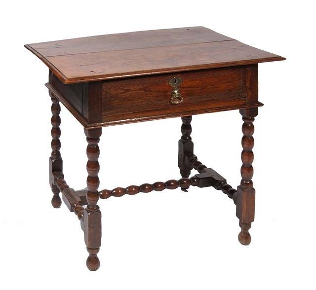 Appraisal: A TH CENTURY OAK SIDE TABLE with bobbin turned legs