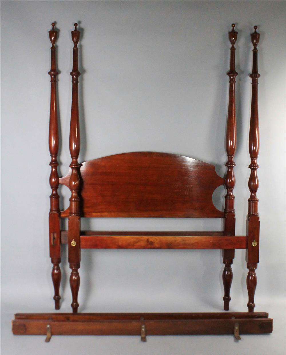 Appraisal: FEDERAL STYLE FULL SIZE PENCIL POST MAHOGANY BED having an