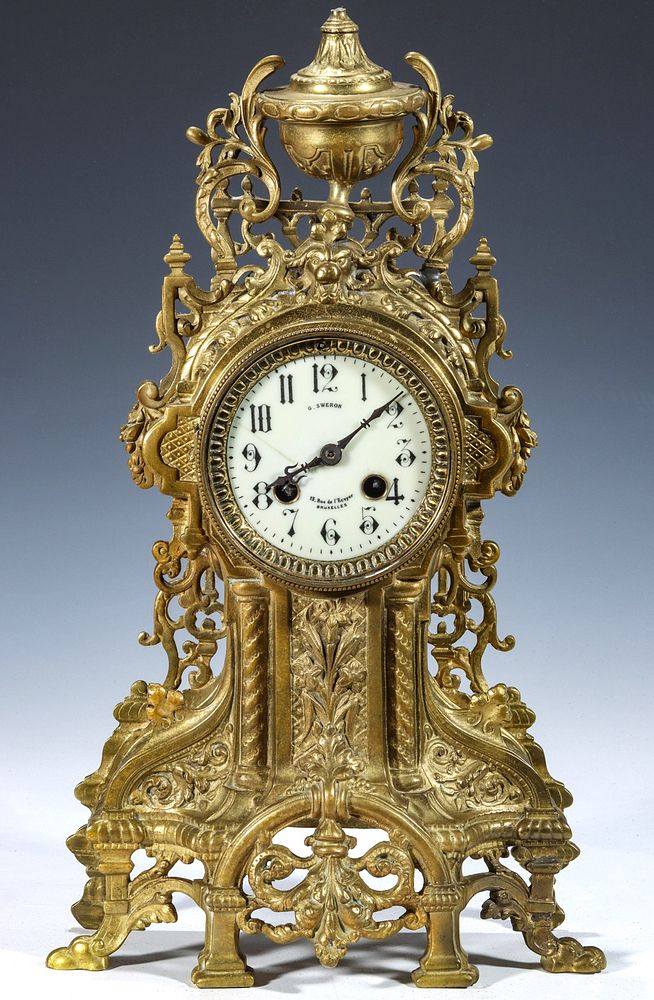 Appraisal: A LATE TH C FRENCH BRASS CLOCK SIGNED JAPY FRERES