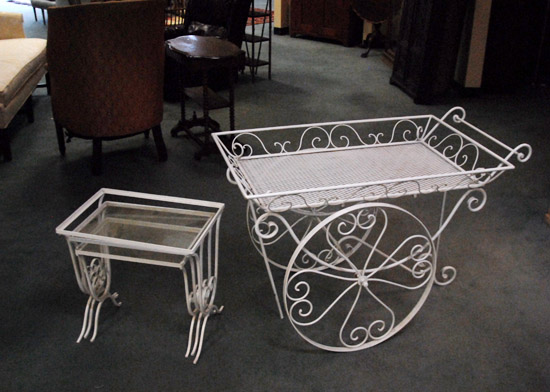 Appraisal: A Lot of White 's Wrought Iron Patio Furniture a