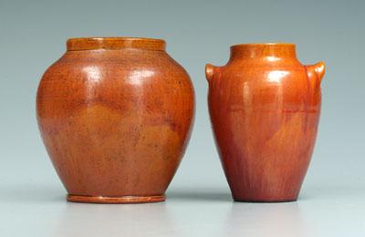 Appraisal: Two Seagrove area pottery vases one with two ears runny