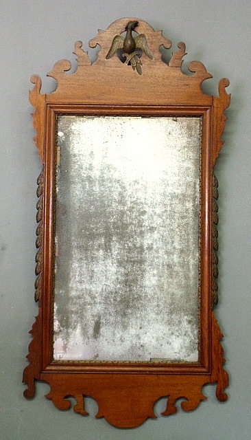 Appraisal: - Chippendale style mahogany framed mirror c x -