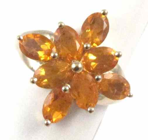 Appraisal: SPESSARITE GARNET AND TEN KARAT GOLD RING set with eight