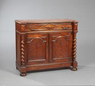 Appraisal: French Henri II Style Carved Walnut Marble Top Sid French